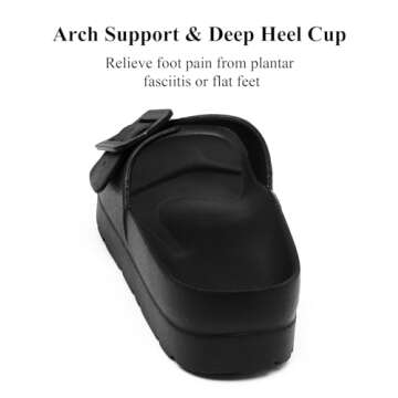 Comfortable Women's Black Platform Sandals with Arch Support