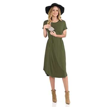 CzzzyL Breastfeeding Dress Women for Work Ladies Short Sleeve Maternity Flare Midi Pull Up Nursing f...
