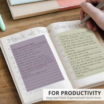 Lined Sticky Notes - Boho Color, Set of 8 Pads, 4x6