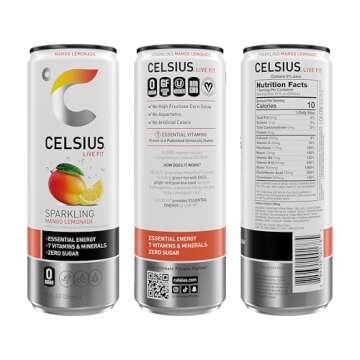 CELSIUS Sparkling Mango Lemonade Energy Drink 12 Fl Oz (Pack of 12)