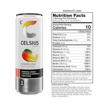 CELSIUS Sparkling Mango Lemonade Energy Drink Pack of 12