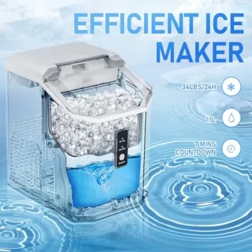 Nugget Ice Maker Countertop for Chewable Ice - 34Lbs/Day
