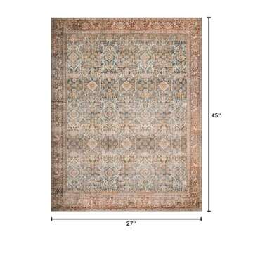 Loloi Layla Collection, LAY-04, Ocean/Rust, 2'-3" x 3'-9", .13" Thick, Accent Rug, Soft, Durable, Vi...