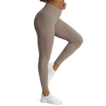 Aoxjox High Waisted Workout Leggings for Women Scrunch Tummy Control Luna Buttery Soft Yoga Pants 26" (Driftwood, Small)