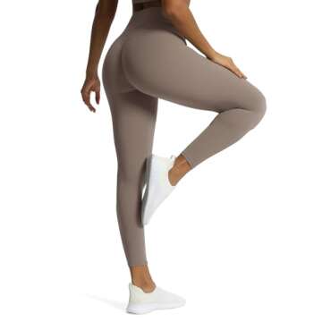 Aoxjox High Waisted Workout Leggings for Women Scrunch Tummy Control Luna Buttery Soft Yoga Pants 26" (Driftwood, Small)