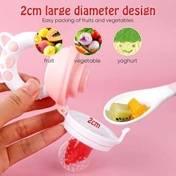 Baby Solids/Frozen Fruit Feeder Pacifier, Infant Teether Toy 4M+, BPA-Free Silicone Pouch & Nipple, Safely Introduce Solids, Teething Relief, 2-Pack (Piglet - Mint Green Pink, S/M/L)