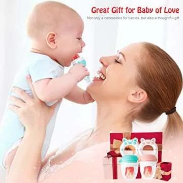 Baby Solids/Frozen Fruit Feeder Pacifier, Infant Teether Toy 4M+, BPA-Free Silicone Pouch & Nipple, Safely Introduce Solids, Teething Relief, 2-Pack (Piglet - Mint Green Pink, S/M/L)