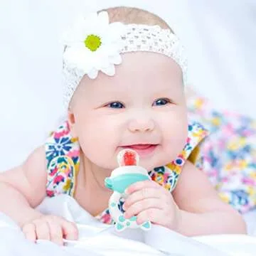 Baby Solids/Frozen Fruit Feeder Pacifier, Infant Teether Toy 4M+, BPA-Free Silicone Pouch & Nipple, Safely Introduce Solids, Teething Relief, 2-Pack (Piglet - Mint Green Pink, S/M/L)