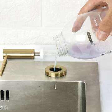 Kitchen Sink Soap Dispenser Champagne Gold Stainless Steel GAPPO Countertop Pump Hand Lotion Built in Bottle