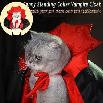 Dog Cape Costume Halloween Cat Vampire Cloak Reversible Pet Cape Devil Costume Funny Holiday Witch Clothes for Medium Large Dogs Puppy, Cool Halloween Cape Cosplay Party Dress Wizard Outfit Mantle