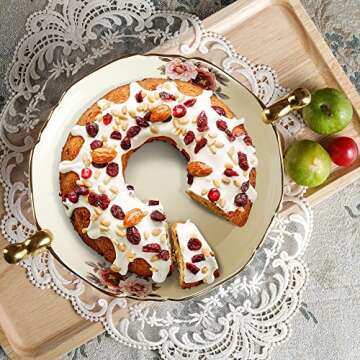 Elegant Fanquare Wavy Fruit Bowl with Gold Handle