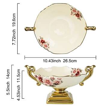 Elegant Fanquare Wavy Fruit Bowl with Gold Handle