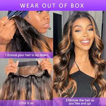 Wear and Go Glueless Wig Honey Blonde Wigs Human Hair 26 Inch Highlight Ombre 1B/30 Body Wave Lace Front Wigs Human Hair Pre Plucked Pre Cut 180% Density 13x4 HD Lace Wigs Human Hair for Women