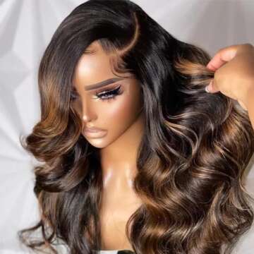 Wear and Go Glueless Wig Honey Blonde Wigs Human Hair 26 Inch Highlight Ombre 1B/30 Body Wave Lace Front Wigs Human Hair Pre Plucked Pre Cut 180% Density 13x4 HD Lace Wigs Human Hair for Women