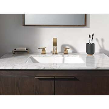 Delta Faucet Vero Widespread Bathroom Faucet 3 Hole, Gold Bathroom Faucet, Bathroom Sink Faucet, 2 H...