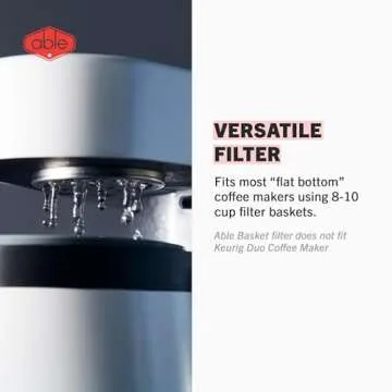 Able Brewing - Able Basket Reusable Coffee Filters, Single-Layer Coffee Filters 8-12 Cup Coffee Makers, 304 Stainless Steel Coffee Filter with 40,000 Precision-Etched Holes, BPA-Free