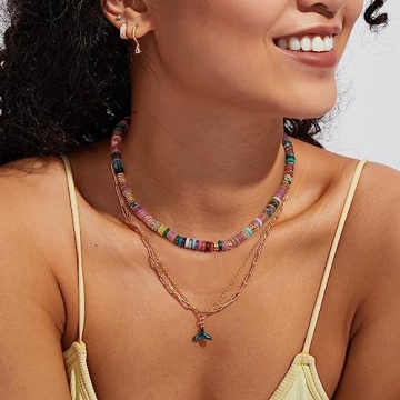 KissYan Boho Beaded Choker Necklace for Vibrant Style