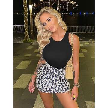 LCNBA Women's Sexy High Neck Sleeveless Bodysuit Basic Top Bodysuit Jumpsuit