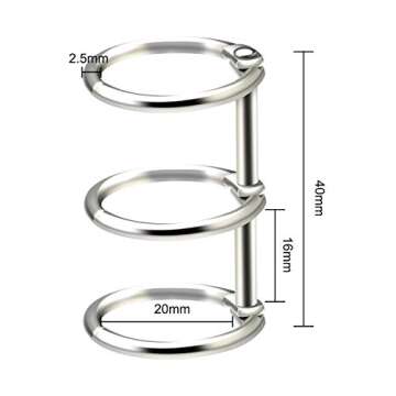 10 Pieces 3 Ring Metal Loose Leaf Binders Book Rings with 20 mm Inner Diameter for DIY Travel Diary,...