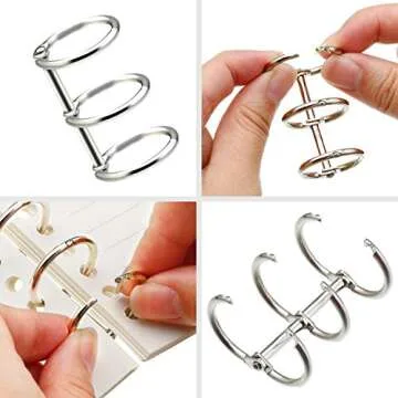 10 Pieces 3 Ring Metal Loose Leaf Binders Book Rings with 20 mm Inner Diameter for DIY Travel Diary, Photo Album, Binding Spines Combs (Silver)