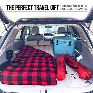 PBC Products SUV Air Mattress, Double Sided Inflatable Mattress with Travel Pillows and Electric Car Air Pump, Portable Camping Air Bed for SUVs Back Seat with Carrying Bag