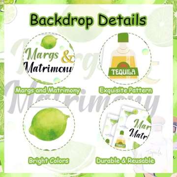 Margs and Matrimony Bachelorette Party Decorations, Green Yellow Balloon Garland Arch Kit with Margs&Matrimony Backdrop Mexican Fiesta Banner for Carnival Fiesta Bridal Shower