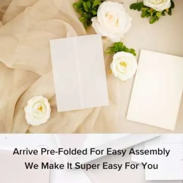 Puremigo 120 Pack Luxury Pre-Folded Vellum Jackets for 5x7 Invitations - Vellum Paper 5x7 Jackets - 115GSM Vellum Wedding Invitations Wraps - Transparent Wedding Invitations Jacket