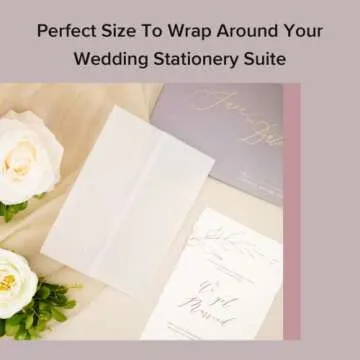 Puremigo 120 Pack Luxury Pre-Folded Vellum Jackets for 5x7 Invitations - Vellum Paper 5x7 Jackets - 115GSM Vellum Wedding Invitations Wraps - Transparent Wedding Invitations Jacket