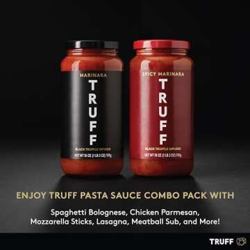 TRUFF Pasta Sauce Bundle, Black Truffle Marinara and Spicy Marinara | Flavorful Pair of Regular and ...