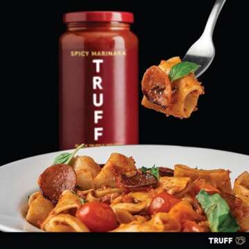 TRUFF Pasta Sauce Bundle, Black Truffle Marinara and Spicy Marinara | Flavorful Pair of Regular and Spicy Tomato Sauce for Pasta, Pizza, and More | Non-GMO, Vegan, Bundle of 2