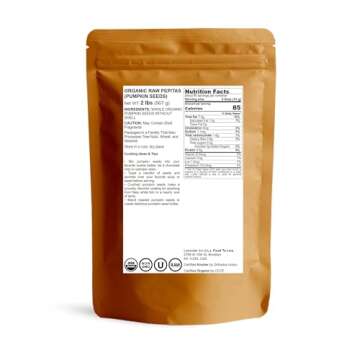 Food to Live Organic Raw Pepitas, 2 Pounds — Non-GMO, Pumpkin Seed Kernels, Unsalted, No Oil, No S...