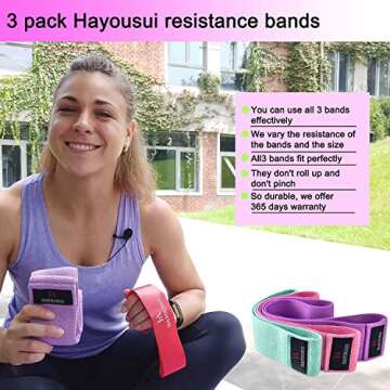 Hayousui Exercise Resistance Workout Bands Set: Women Fabric Hip Booty Loop Cotton Band for Training Legs Arms Butt Squat Pilates Stretching Physical Therapy Yoga Home Fitness (3 Pack, Pink)