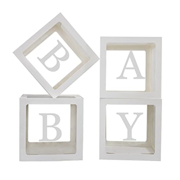 Baby Boxes with Letters for Baby Shower,Clear Baby Shower Decorations Block Boxes for Gender Reveal,...