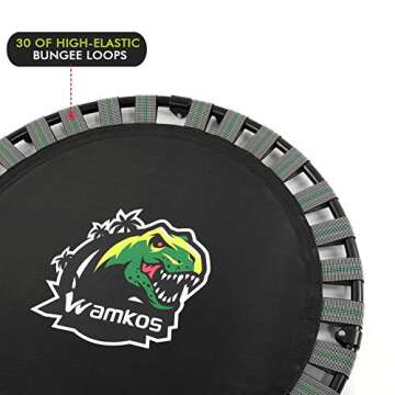 36-Inch Dinosaur Mini Trampoline for Kids with Handle, Foldable Kids Trampoline for Play & Exercise Indoor or Outdoor, Camo Safety Padded Cover Toddler Rebounder Trampoline for Jump Sports