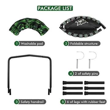 36-Inch Dinosaur Mini Trampoline for Kids with Handle, Foldable Kids Trampoline for Play & Exercise Indoor or Outdoor, Camo Safety Padded Cover Toddler Rebounder Trampoline for Jump Sports