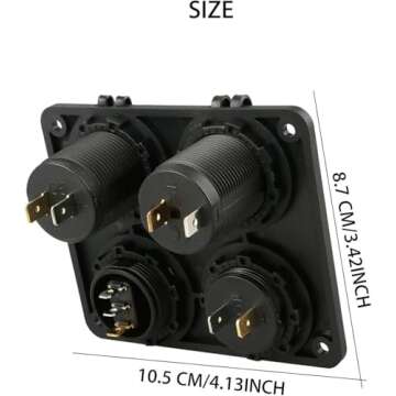 Linkstyle 4 in 1 Charger Socket Panel, 12V 4.2A Dual USB Charger Socket Power Outlet & LED Voltmeter & Cigarette Lighter Socket & LED Lighted ON Off Rocker Toggle Switch for Car Marine Boat RV Truck