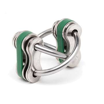 Fidgetland Noah - ADHD/ADD, Stress & Anxiety, Bike Chain Fidget, Classroom Approved (Solid Rings) (Green)