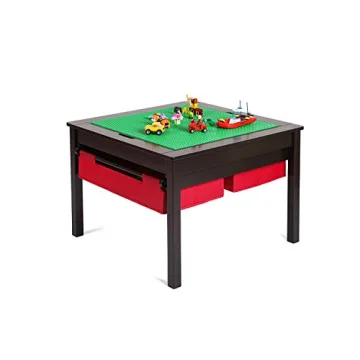 UTEX 2-in-1 Kids Construction Play Table with Storage - Espresso