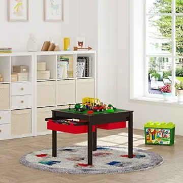 UTEX Kids Construction Play Table with Storage Drawers Espresso