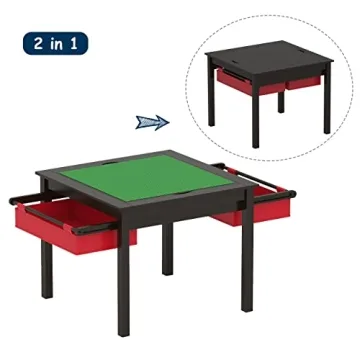 UTEX Kids Construction Play Table with Storage Drawers Espresso