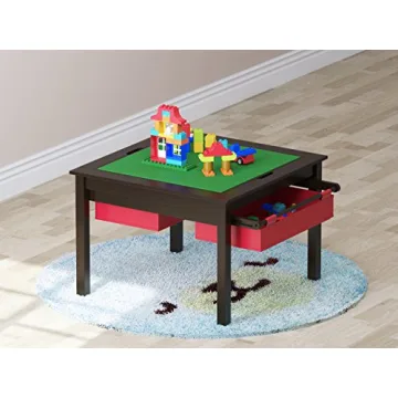 UTEX Kids Construction Play Table with Storage Drawers Espresso