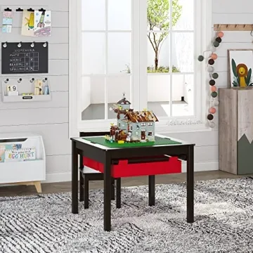 UTEX Kids Construction Play Table with Storage Drawers Espresso