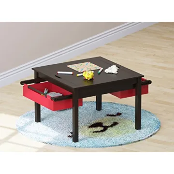 UTEX Kids Construction Play Table with Storage Drawers Espresso