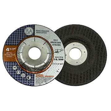 Benchmark Abrasives Grinder Cut Off Wheels 4 1/2 Inch for Pipeline Cutting - Thin Type 1 Angle Grind...