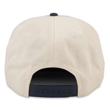 AMERICAN NEEDLE Bronco 4 x 4 Club Captain Adjustable Snapback Baseball Hat, Ivory/Navy (24002A-BRONC...