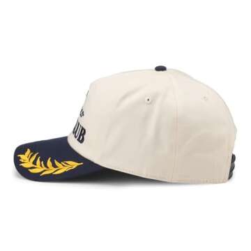 AMERICAN NEEDLE Bronco 4 x 4 Club Captain Adjustable Snapback Baseball Hat, Ivory/Navy (24002A-BRONCO-INVY)