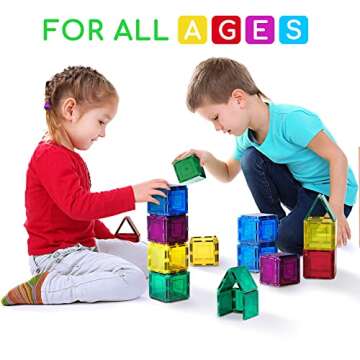 Shapemags 30 Piece Set Magnet Building Tiles Magnetic Blocks - Square Tile Construction Building Set
