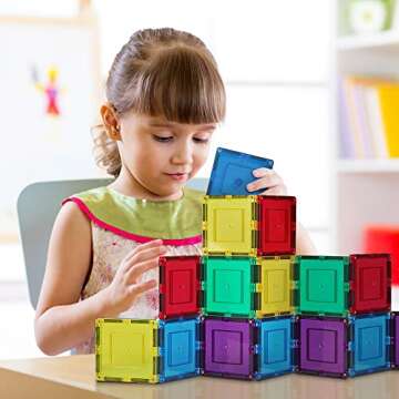 Shapemags 30 Piece Set Magnet Building Tiles Magnetic Blocks - Square Tile Construction Building Set