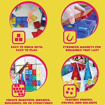 Shapemags 30 Piece Set Magnet Building Tiles Magnetic Blocks - Square Tile Construction Building Set