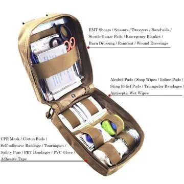 EMT Pouch MOLLE Ifak Pouch Tactical MOLLE Medical First Aid Kit Utility Pouch Carlebben (with Medical Supplies Tan)